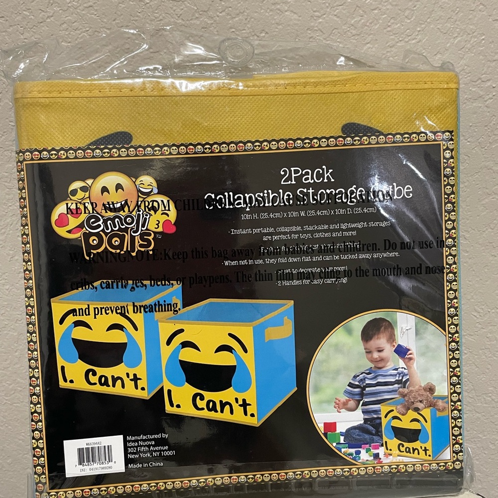 Sale! Gift!! Emoji Collapsible Storage Boxes - Yellow and Blue - Picture 2 of 2